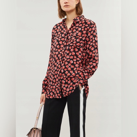 Ganni Lindale Crepe Long Sleeve Top Blouse Size 10/12 - Picture 12 of 13